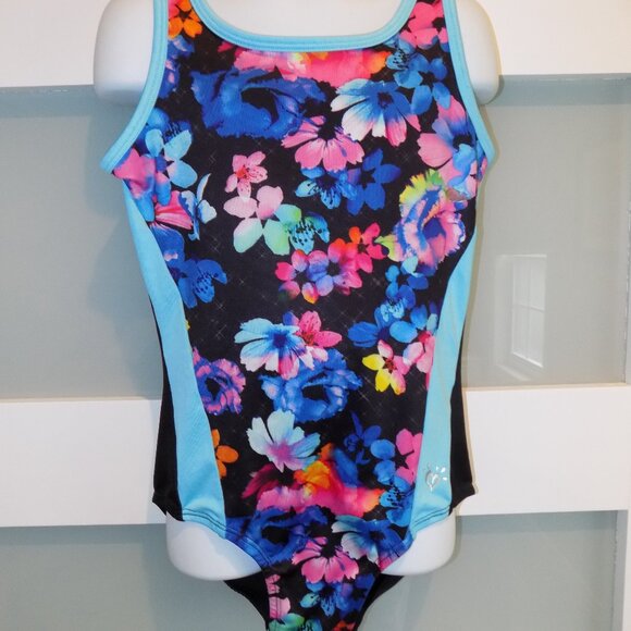 Justice Active Dance/Gymnastics Floral Print Leotard Size 10 Girl's - Picture 1 of 3